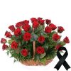 Фото товару 100 багряних троянд "Полум'я" в кошику