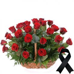 Фото товара 36 красных роз в корзине в 