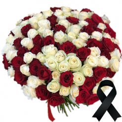 Фото товару 100 червоно-білих троянд у 