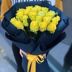 Фото товара Траурный букет жёлтых роз в 